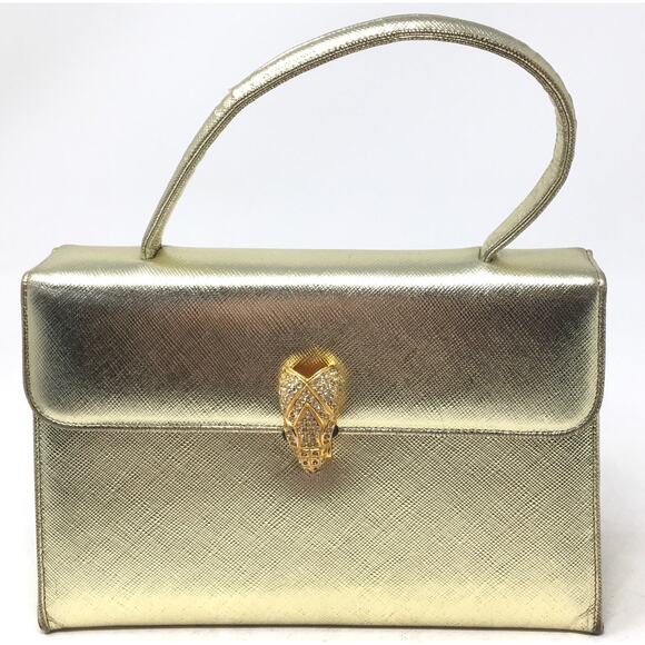 Morle Jeweled Bird Head Clasp Vintage Gold Evening Handbag Single Handle Purse - Picture 1 of 6